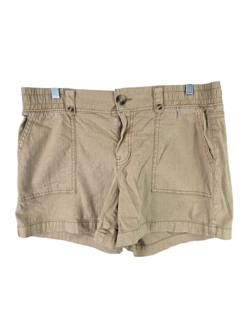 Womens Sonoma Tan Shorts Elastic Waist Cotton Blend Stretch 4.5" Inseam Size 12